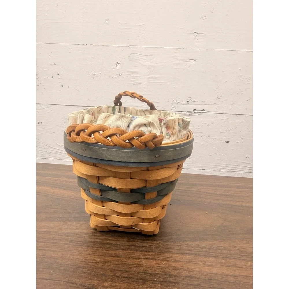 Longaberger Renewal Basket 1999 Floral Botanical Fabric & Plastic Liner
